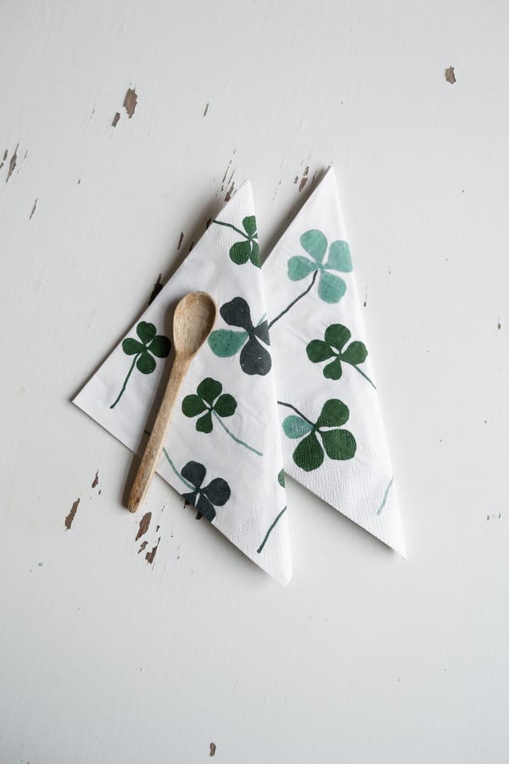25 Servilletas Clover, blanco-verde Fine Little Day