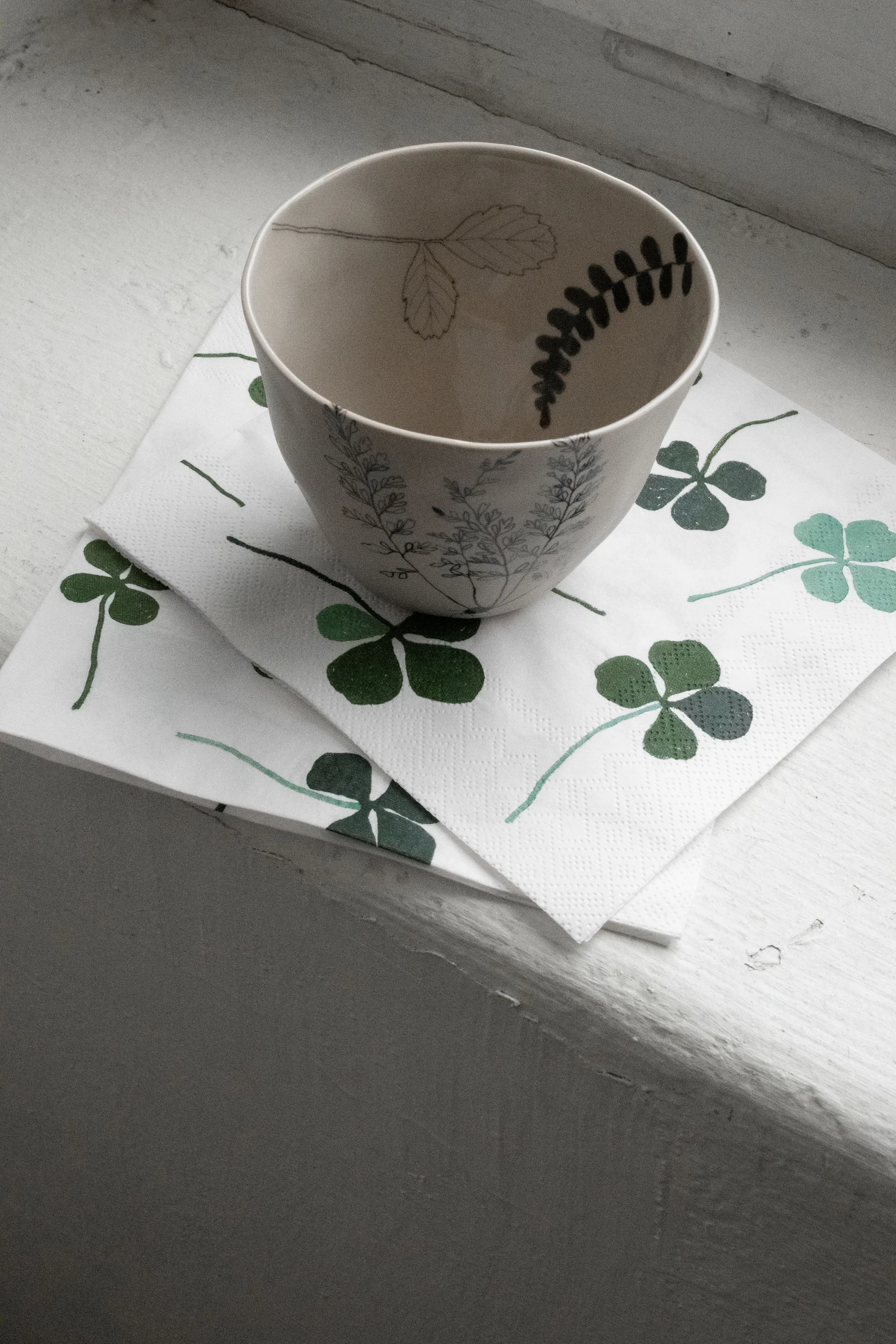 25 Servilletas Clover, blanco-verde Fine Little Day