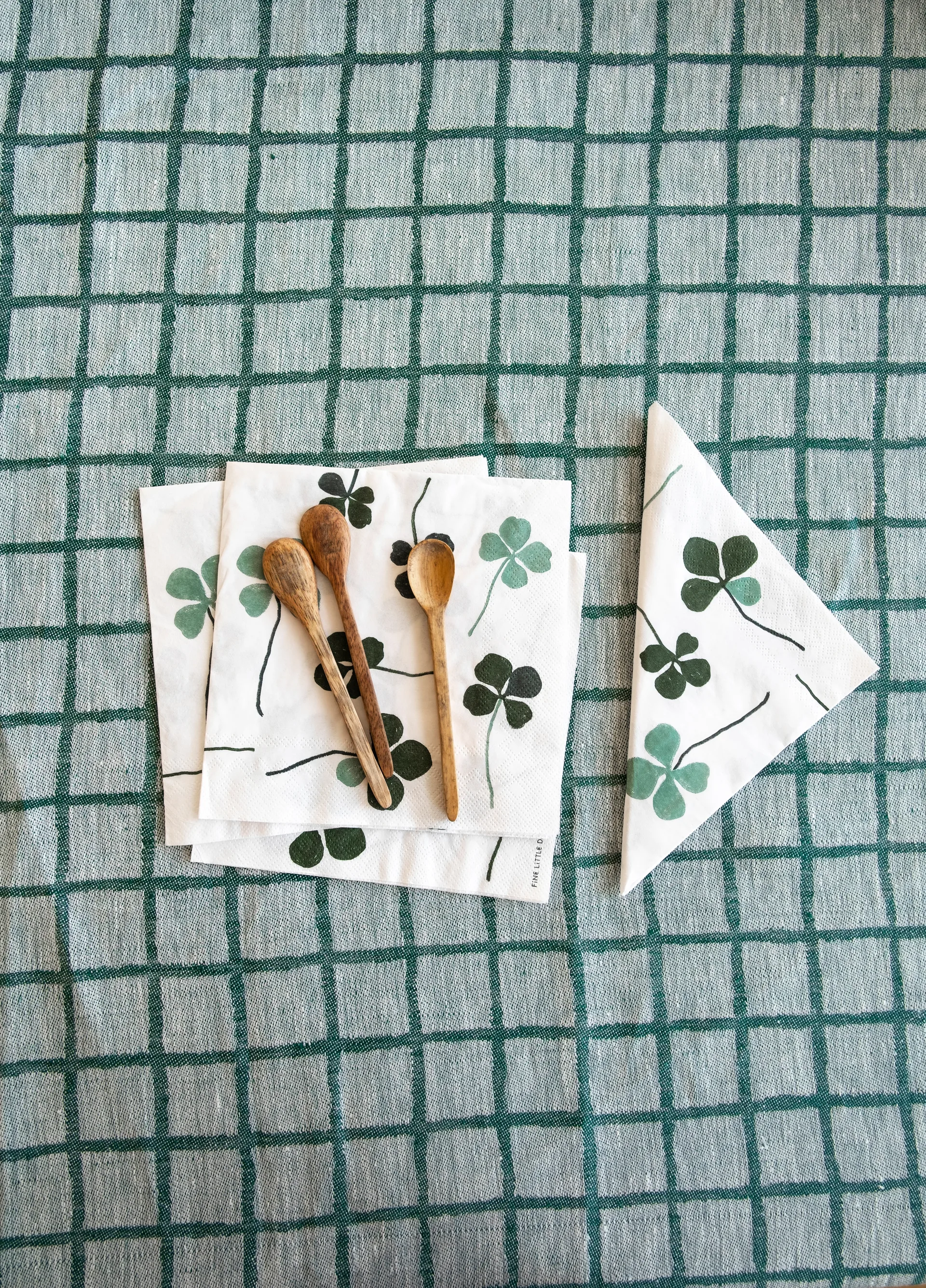 25 Servilletas Clover, blanco-verde Fine Little Day