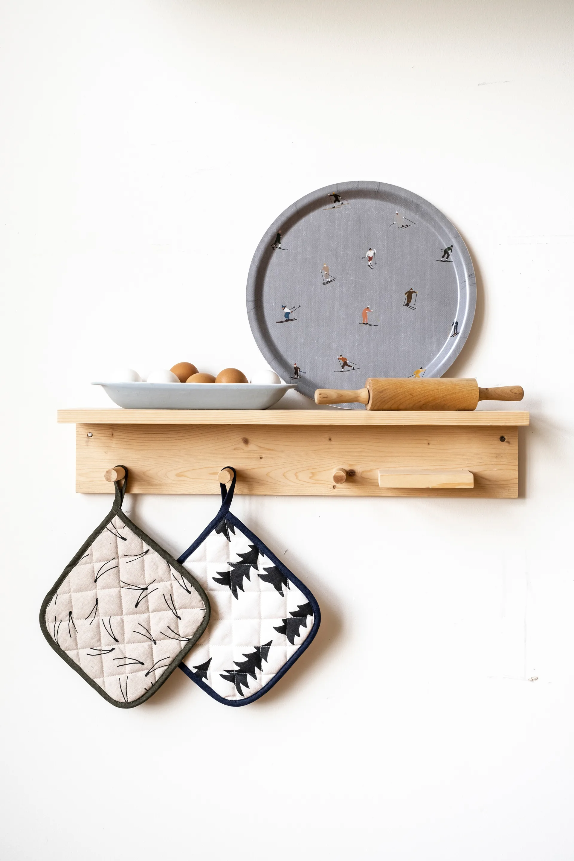 Agarrador acolchado Barr 21x21 cm, Natural-negro Fine Little Day