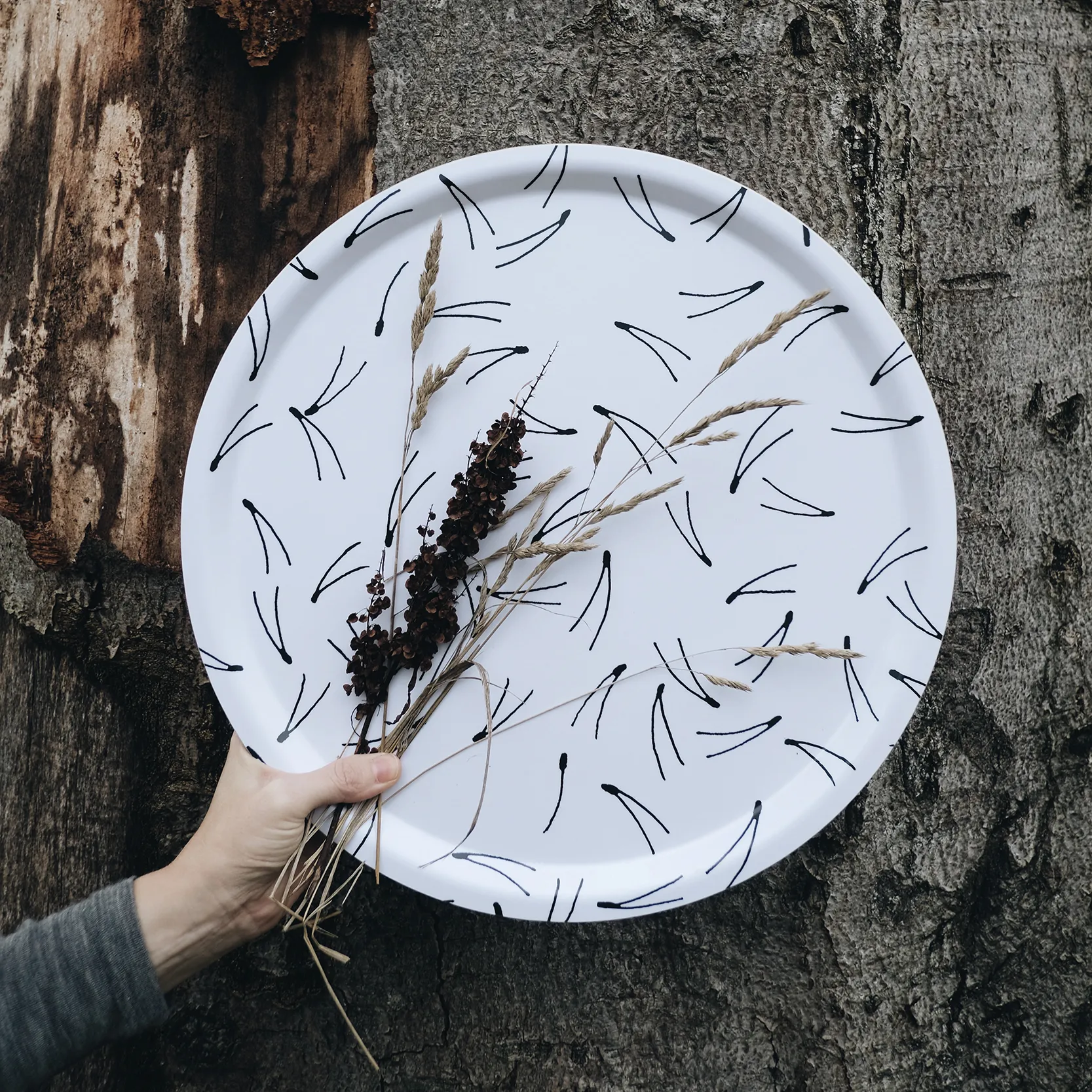 Bandeja Barr Ø38 cm, negro-blanco Fine Little Day