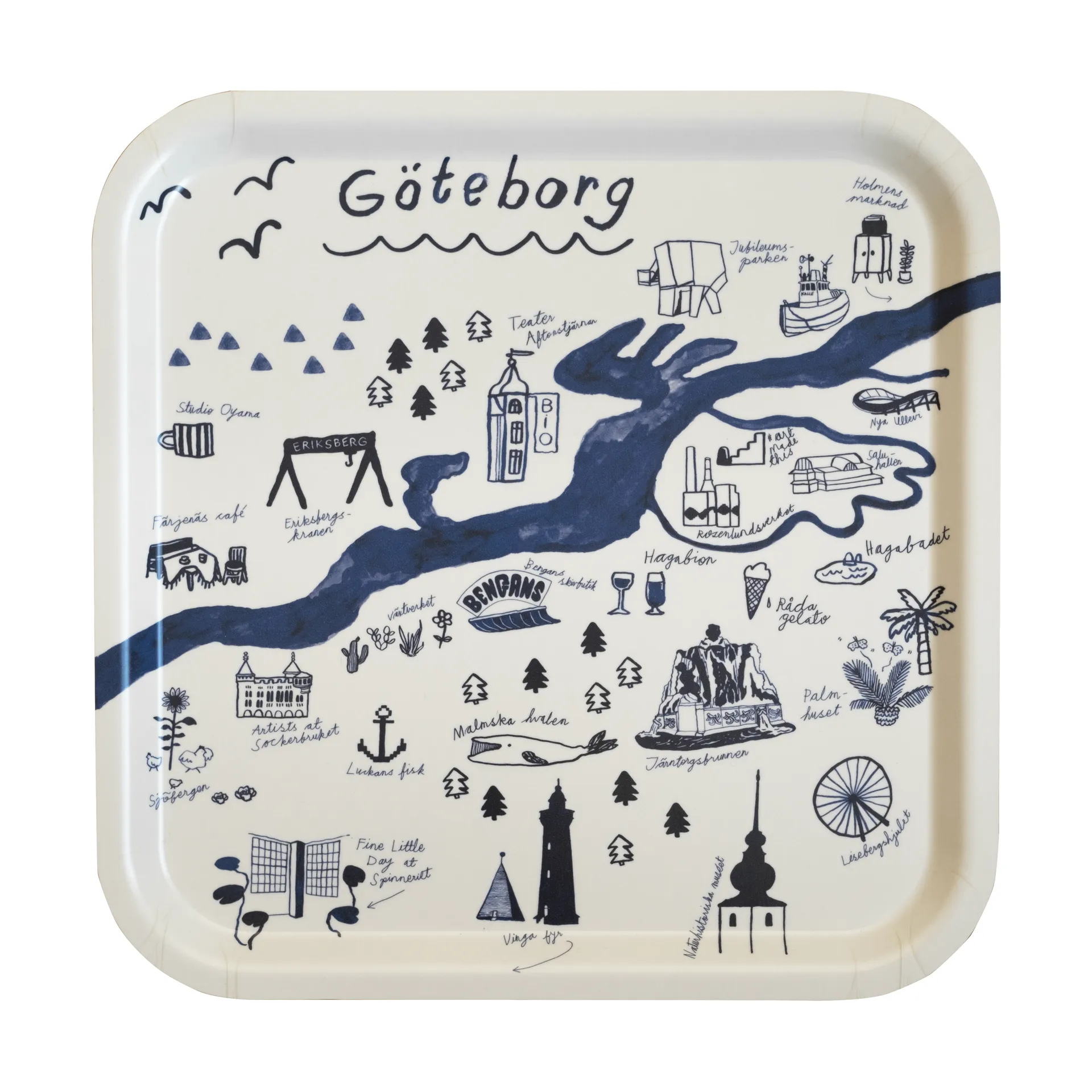 Bandeja Gothenburg 32x32 cm, White-Blue Fine Little Day