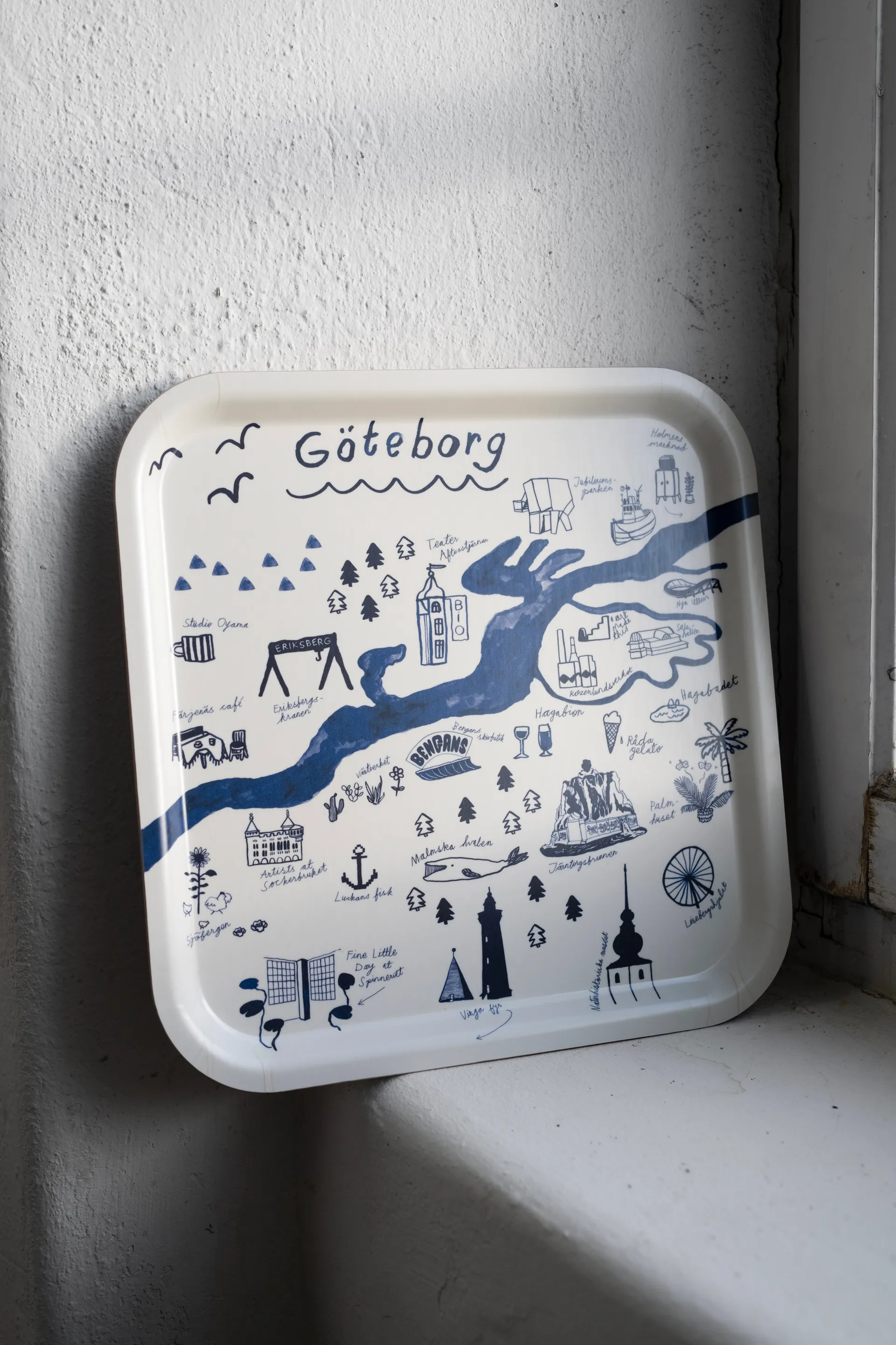 Bandeja Gothenburg 32x32 cm, White-Blue Fine Little Day