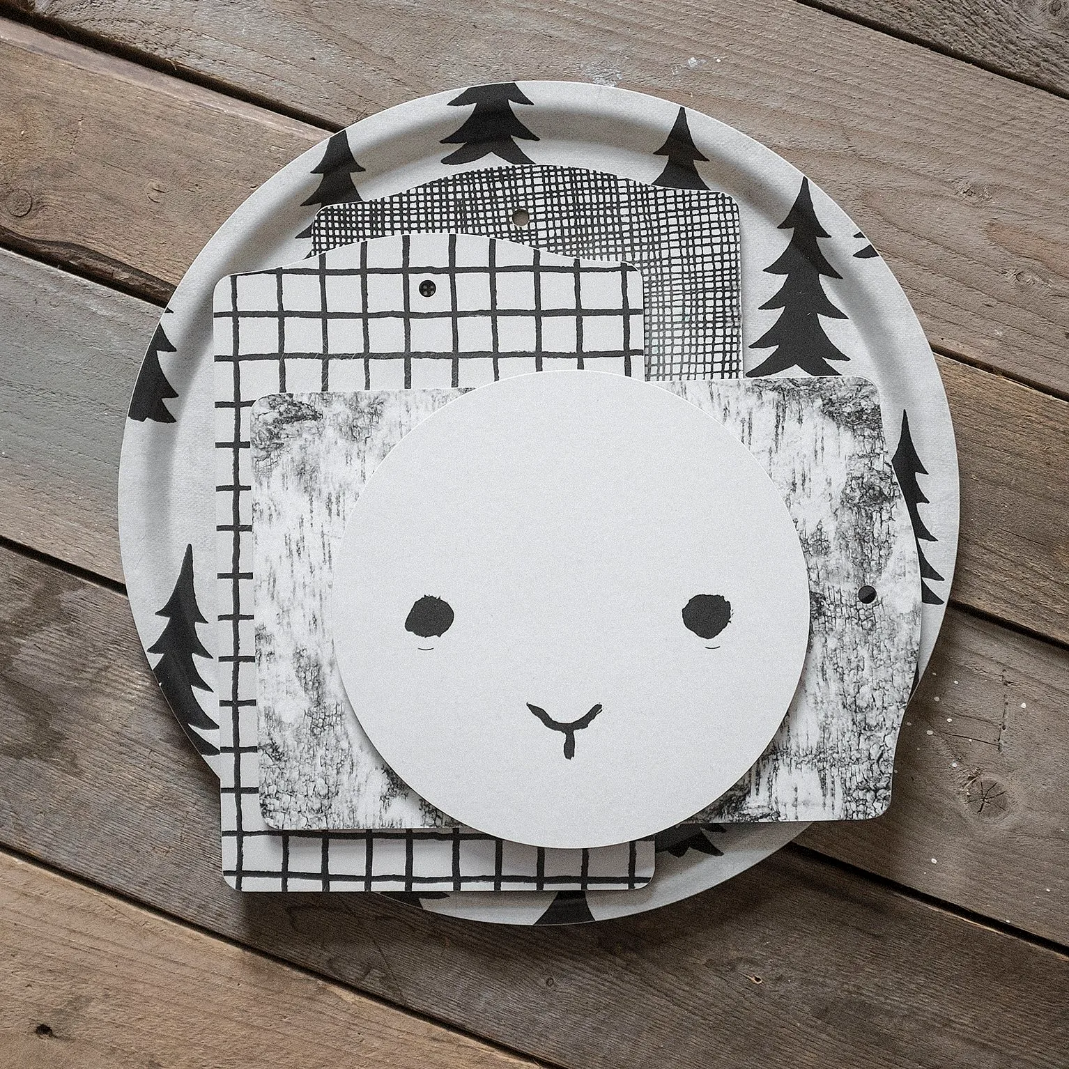 Bandeja Gran, blanco-negro, Ø38 cm Fine Little Day
