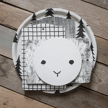 Bandeja Gran - blanco-negro, Ø38 cm - Fine Little Day