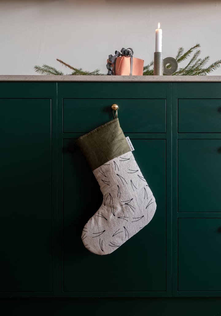 Calcetín navideño Barr 40 cm, negro-verde-natural Fine Little Day