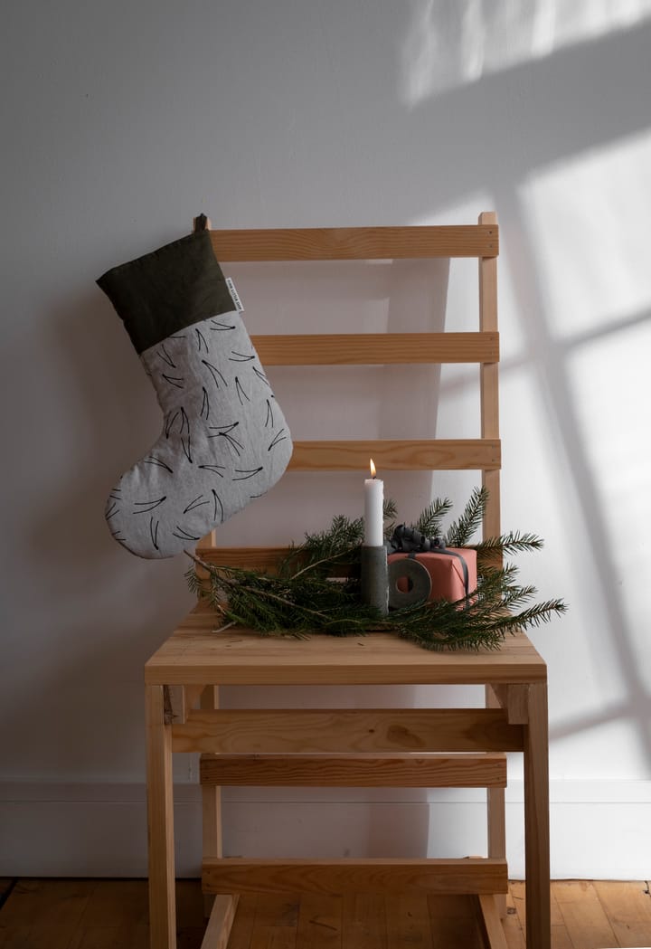 Calcetín navideño Barr 40 cm, negro-verde-natural Fine Little Day
