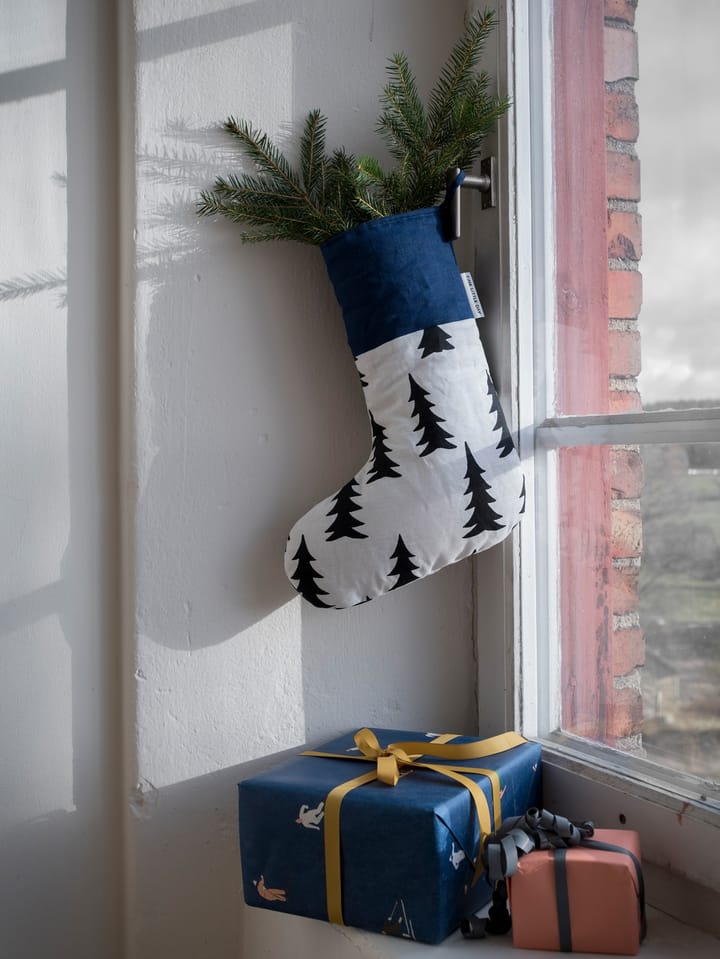 Calcetín navideño Gran 40 cm, negro-azul-blanco Fine Little Day