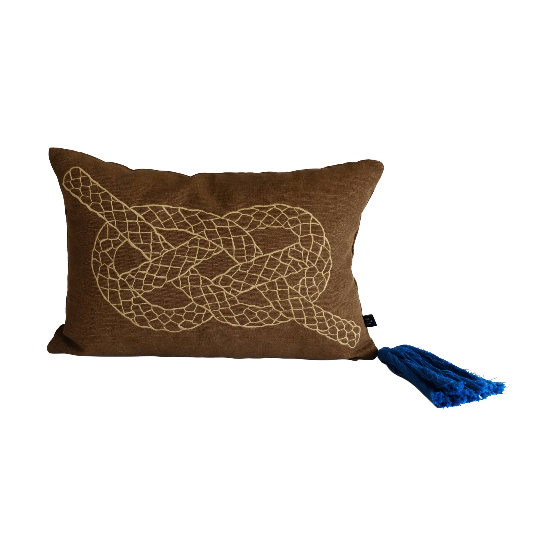 Cojín decorativo Knop, Marrón-dorado-azul, 27x40 cm Fine Little Day