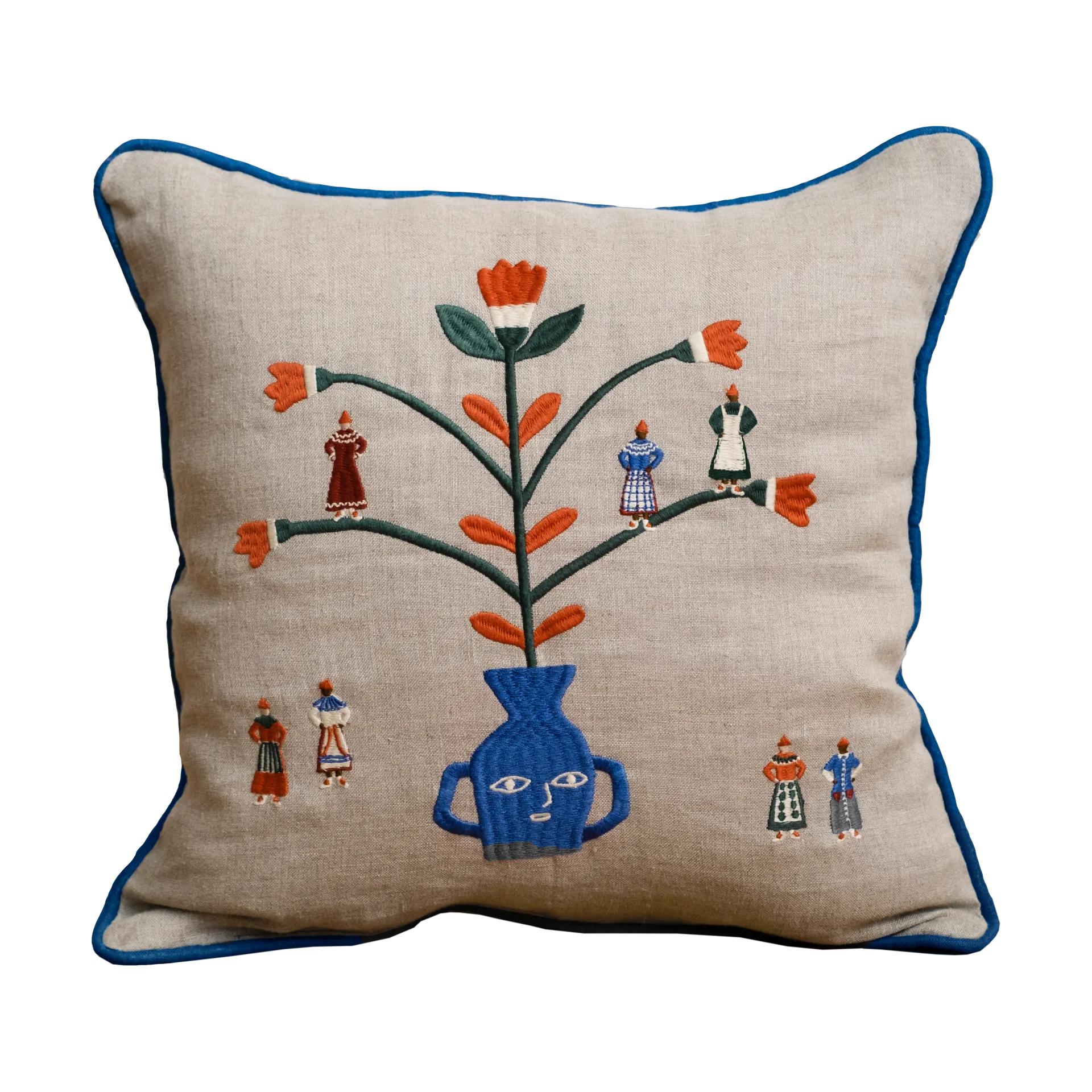 Funda de cojín Högtid 38x38 cm, Natural-azul Fine Little Day