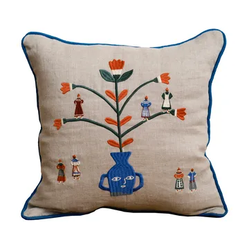 Funda de cojín Högtid 38x38 cm - Natural-azul - Fine Little Day
