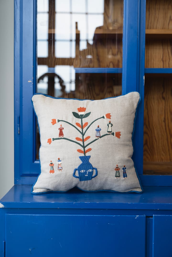 Funda de cojín Högtid 38x38 cm, Natural-azul Fine Little Day