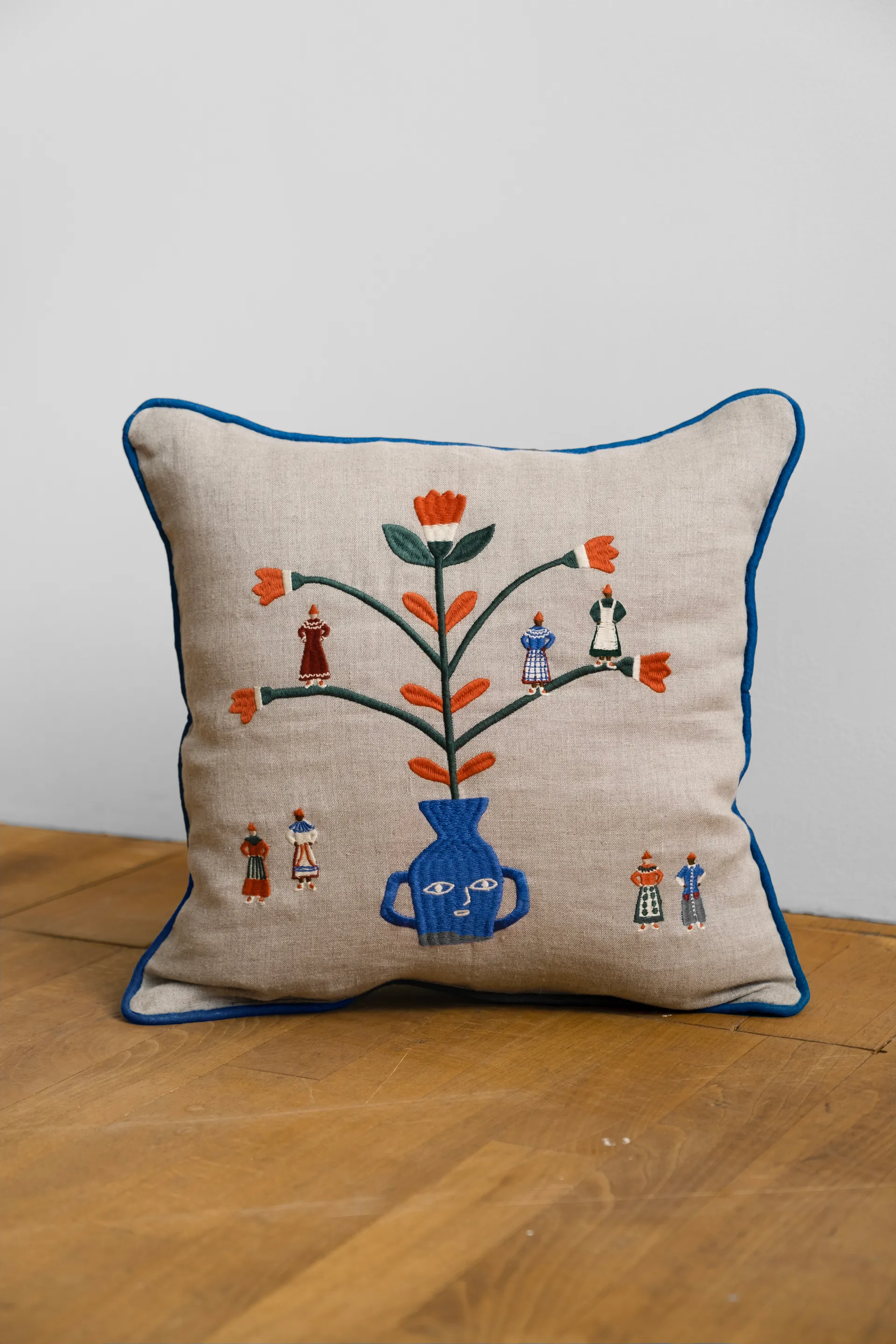 Funda de cojín Högtid 38x38 cm, Natural-azul Fine Little Day