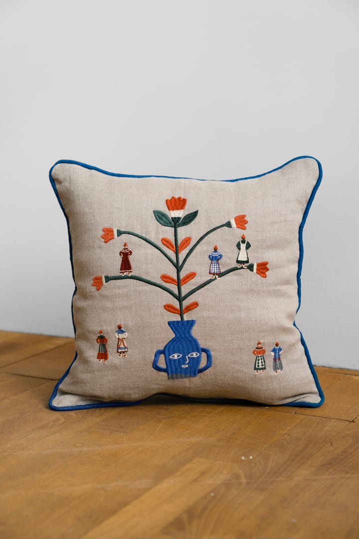 Funda de cojín Högtid 38x38 cm, Natural-azul Fine Little Day