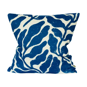 Funda de cojín Leaves 48x48 cm - Blanco-azul - Fine Little Day