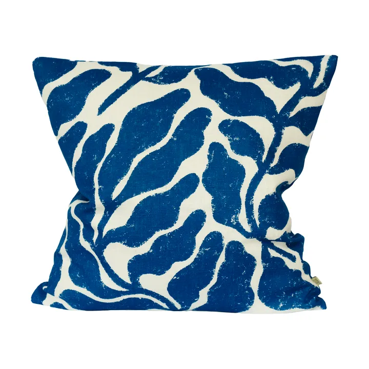 Funda de cojín Leaves 48x48 cm - Blanco-azul - Fine Little Day