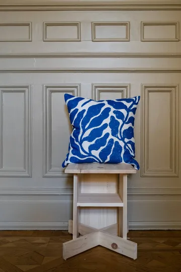 Funda de cojín Leaves 48x48 cm - Blanco-azul - Fine Little Day