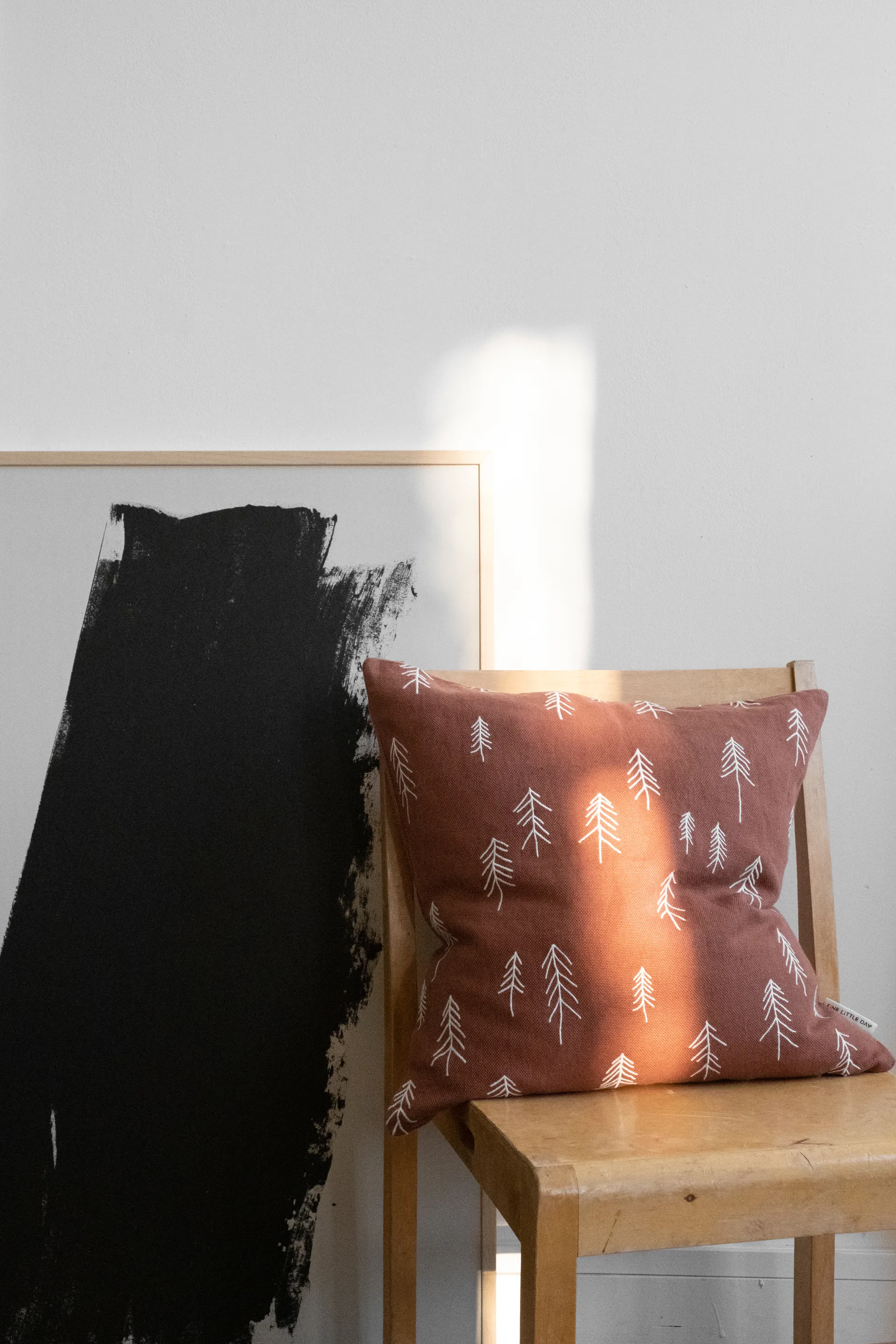 Funda de cojín Tall 48x48 cm, Terracota-blanco Fine Little Day