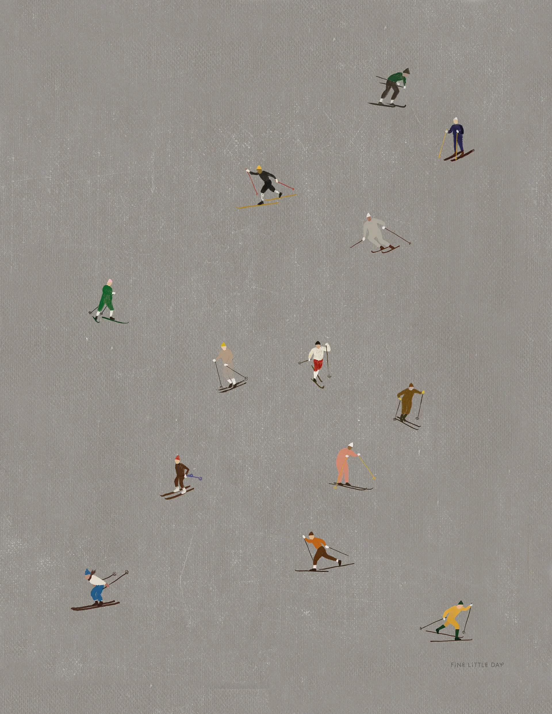 Lámina Skiers 40x50 cm, gris Fine Little Day