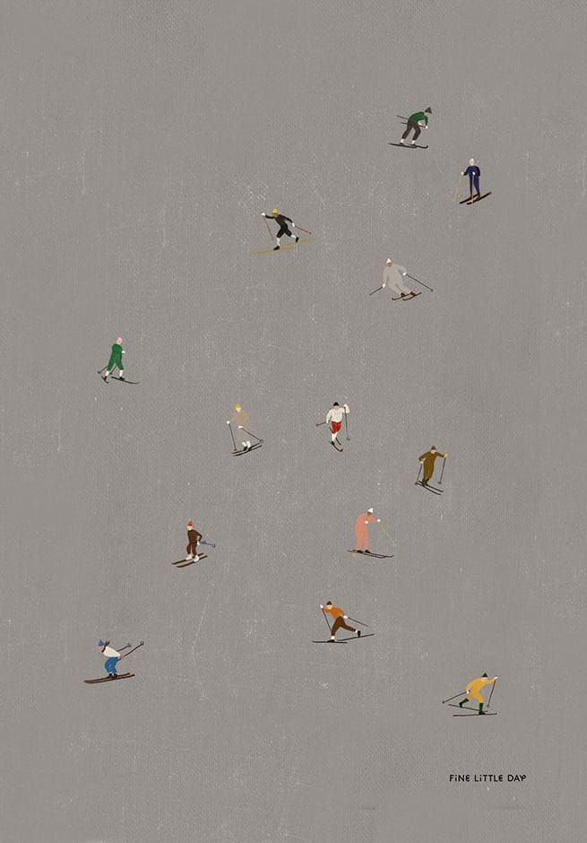 Lámina Skiers 50x70 cm - gris - Fine Little Day