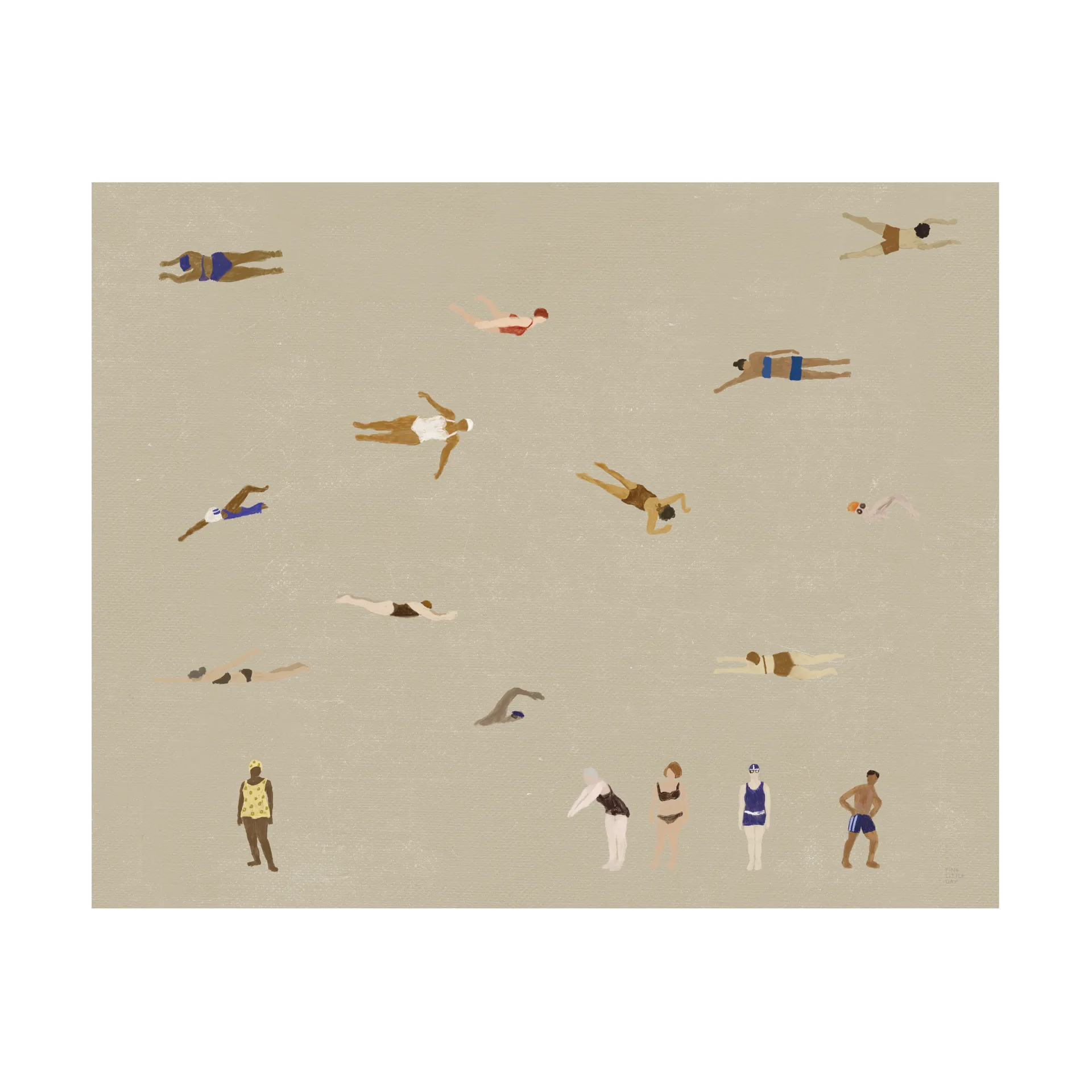 Lámina Swimmers, Beige, 40x50 cm Fine Little Day