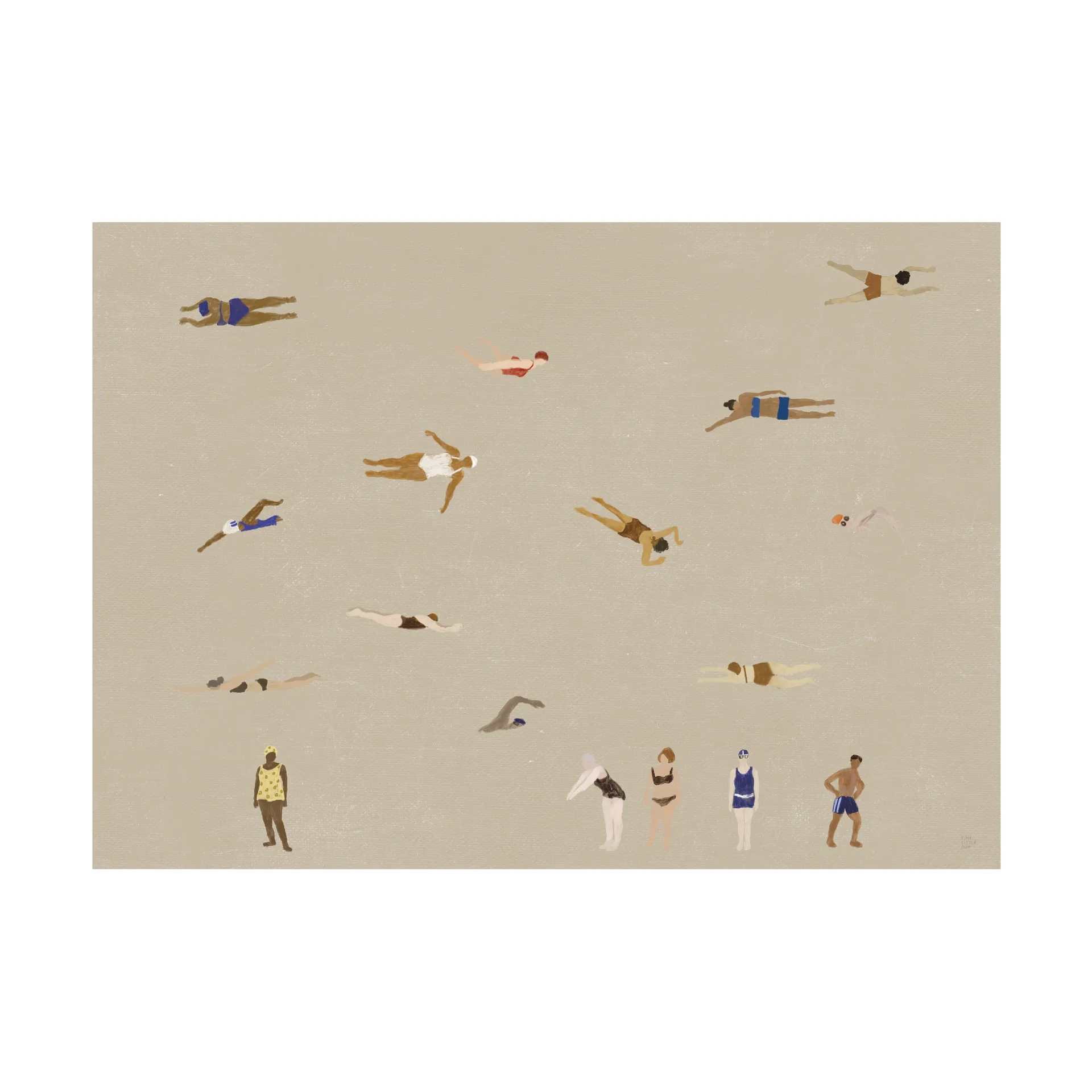 Lámina Swimmers, Beige, 50x70 cm Fine Little Day