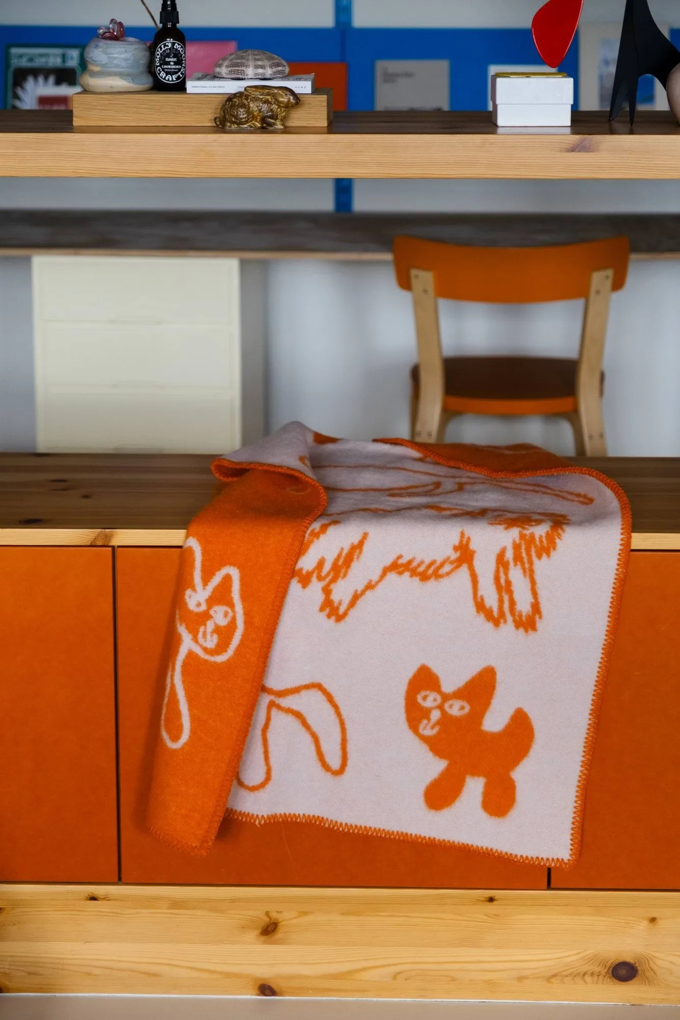 Manta de lana Cats, Naranja, 65x95 cm Fine Little Day