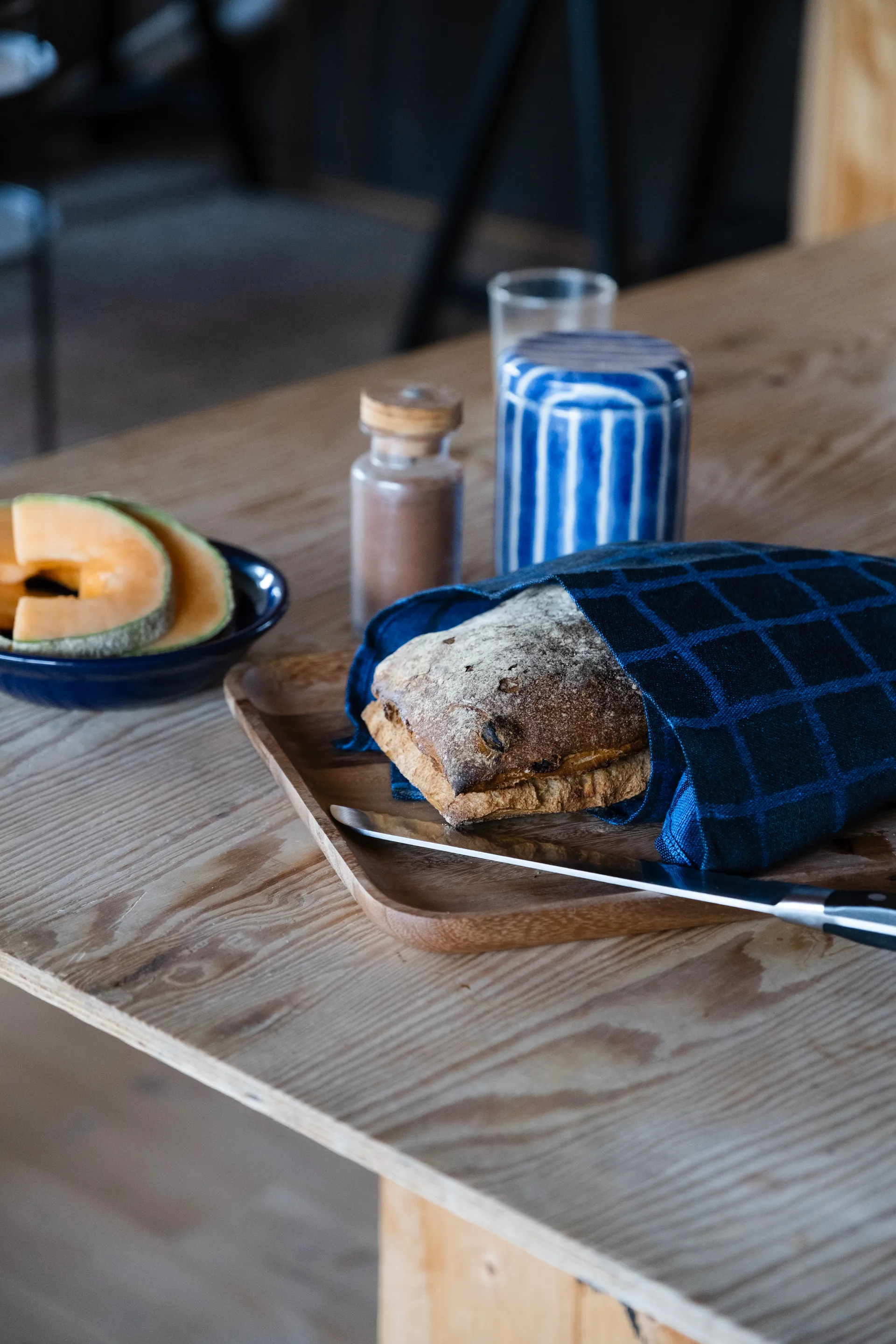 Paño de cocina Rutig jacquard 47x70 cm, Blue-black Fine Little Day