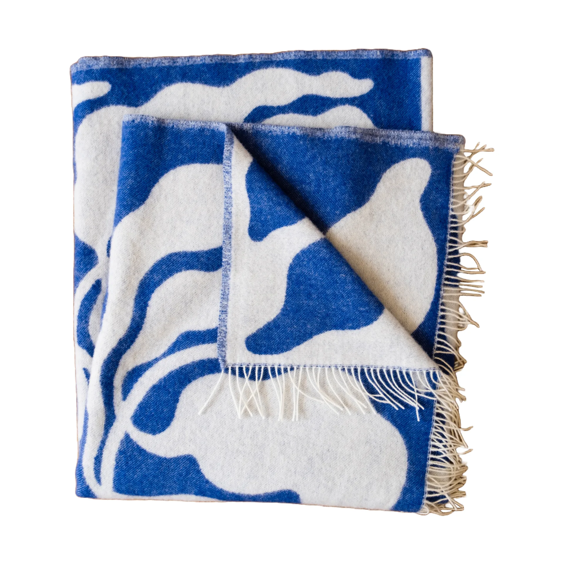 Plaid Leaves 130x220 cm, Blue-white Fine Little Day