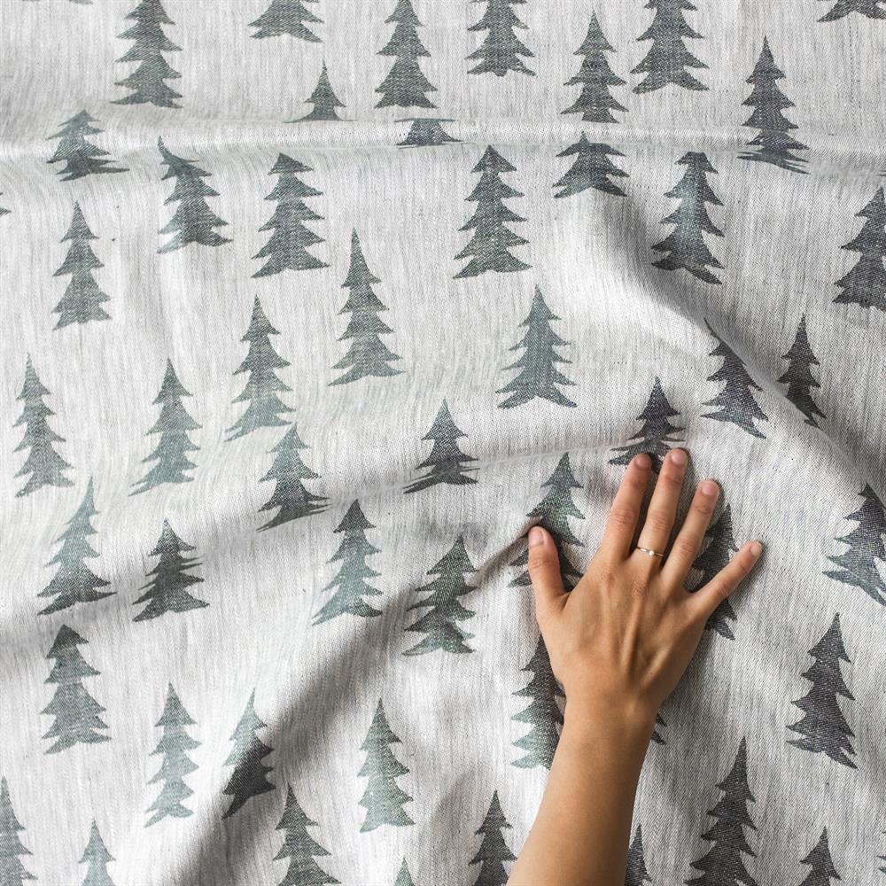 Tela Gran, lino, verde oscuro-blanco Fine Little Day