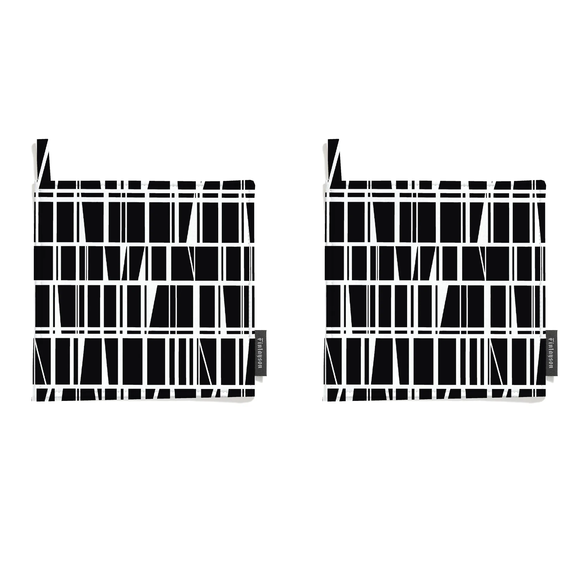 2 Agarradores Coronna, negro - blanco Finlayson