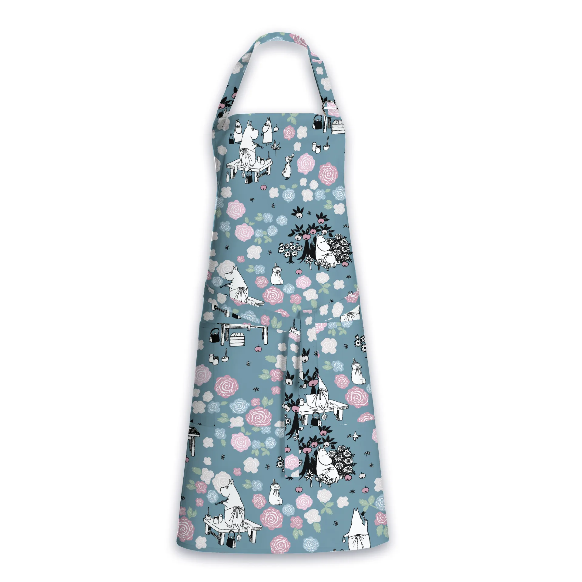 Delantal Moomin mamma day dreamer, azul oscuro - rosa Finlayson