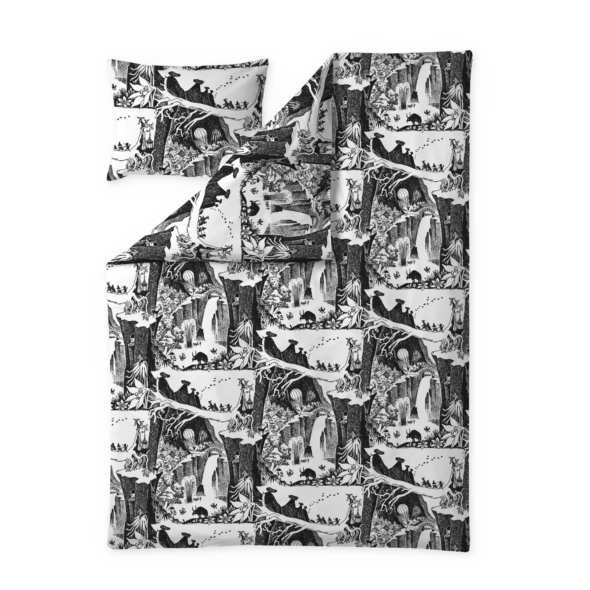 Juego de cama Äventyrsmumin, Negro-blanco Finlayson