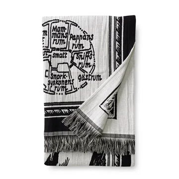 Manta Moomin map - negro - blanco - Finlayson