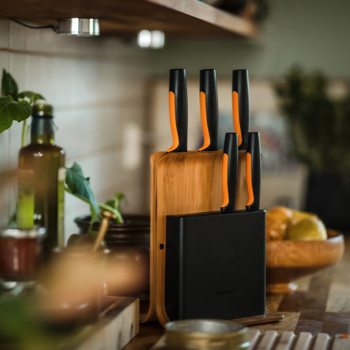 Bloque de cuchillos en bambú con 5 cuchillos Functional Form, 6 piezas Fiskars