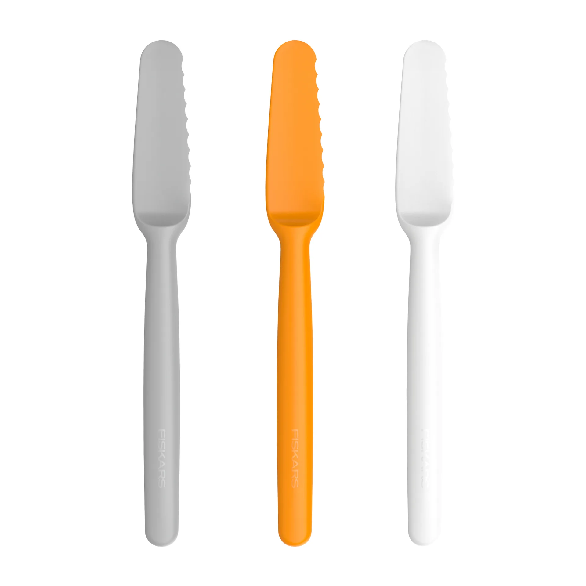 Functional Form 3 Cuchillos de mantequilla, gris-naranja-blanco Fiskars