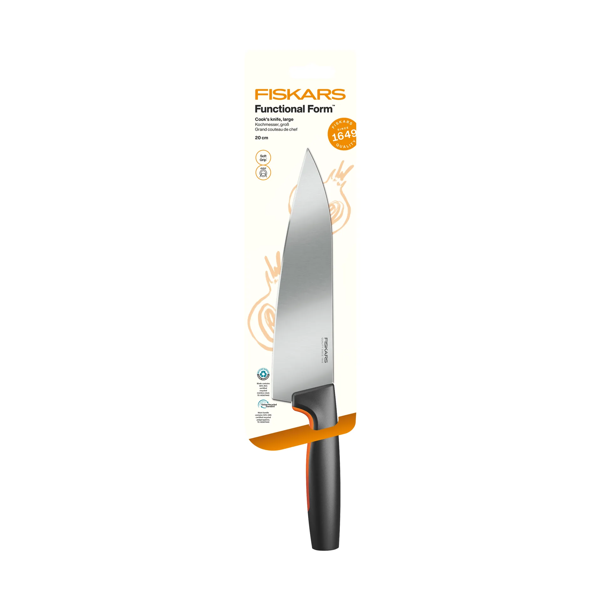 Functional Form cuchillo de chef, grande, de acero inoxidable Fiskars