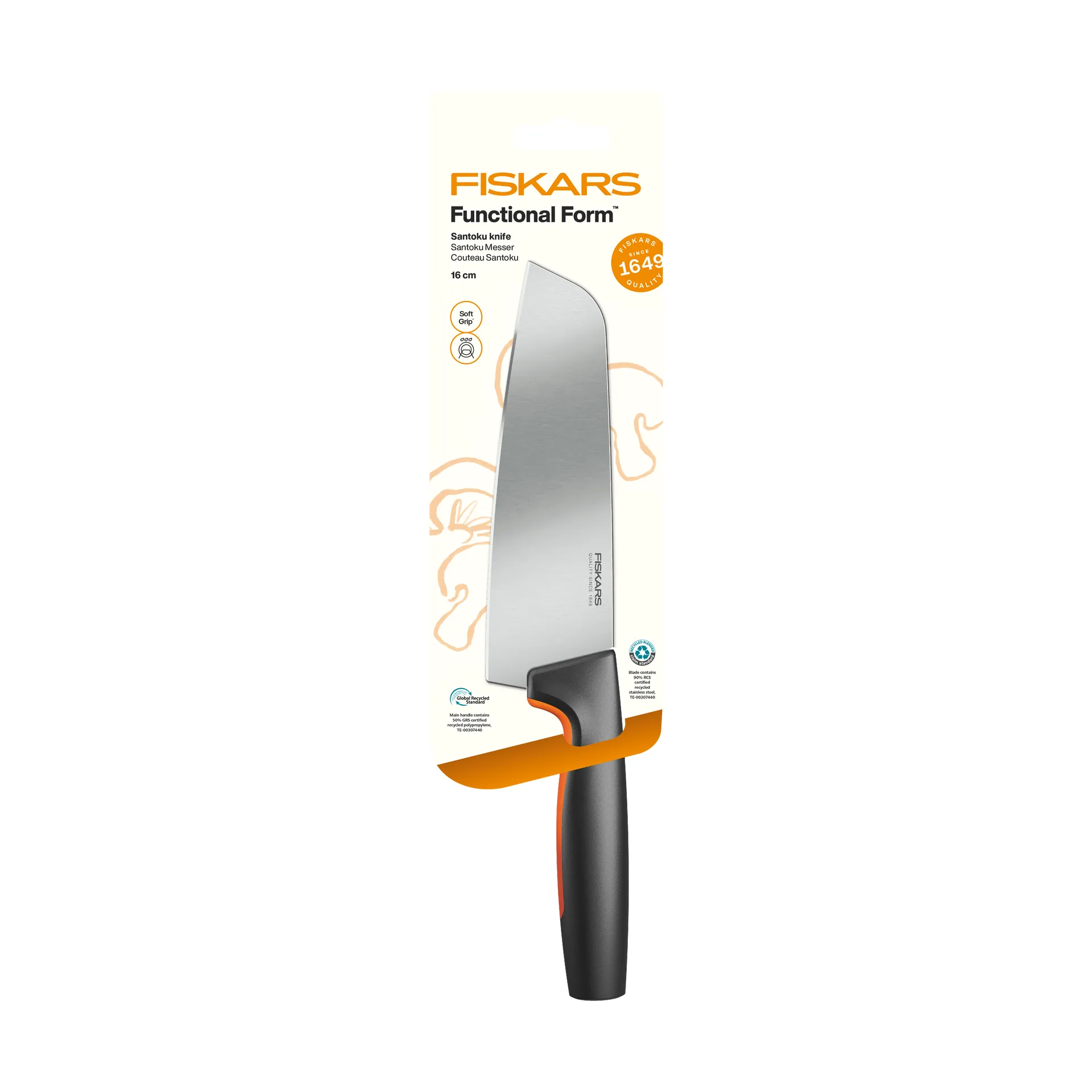 Functional Form cuchillo santoku, Acero inoxidable Fiskars
