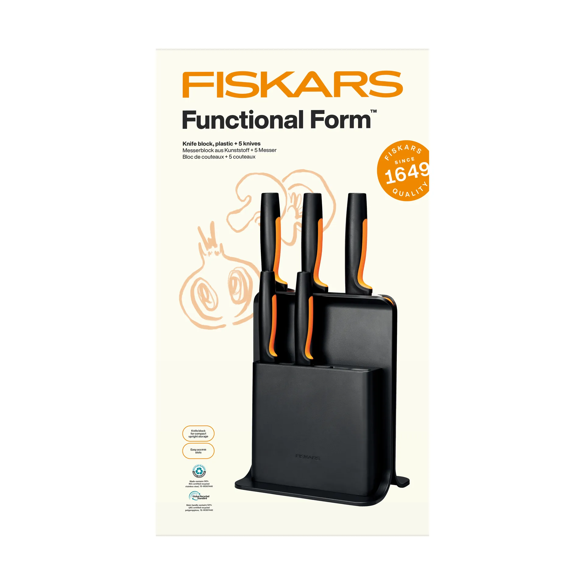 Functional Form juego de cuchillos con bloque de cuchillos, Plástico, 6 piezas Fiskars