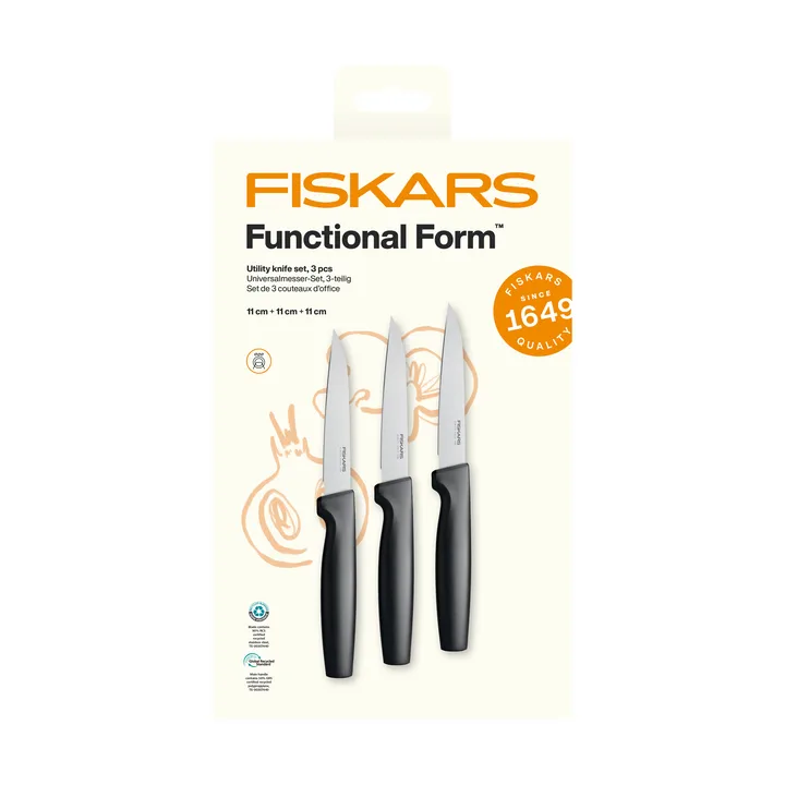 Functional Form juego de cuchillos universal - Acero inoxidable, 3 piezas - Fiskars