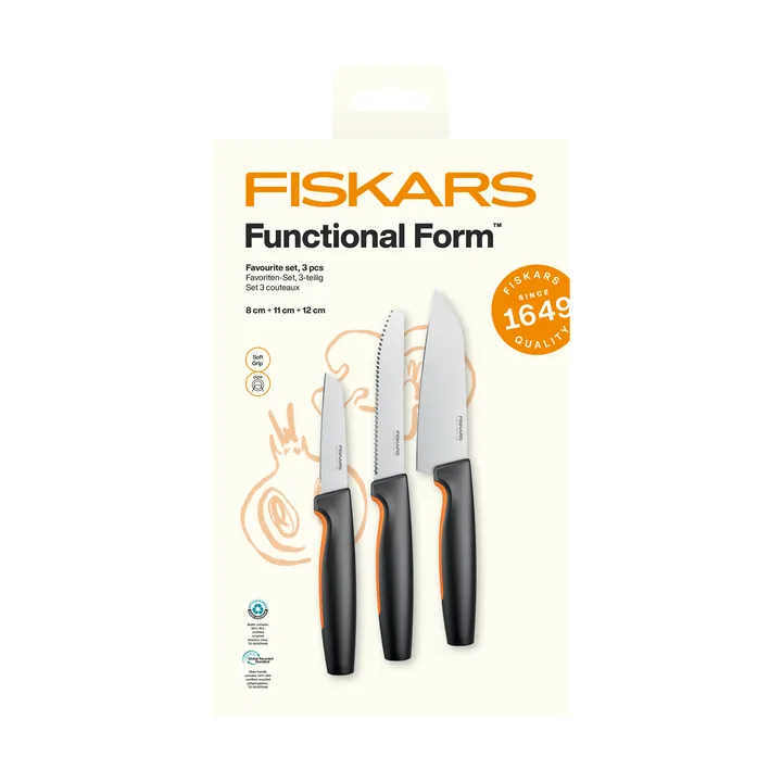 Functional Form set de cuchillos favoritos - Acero inoxidable, 3 piezas - Fiskars