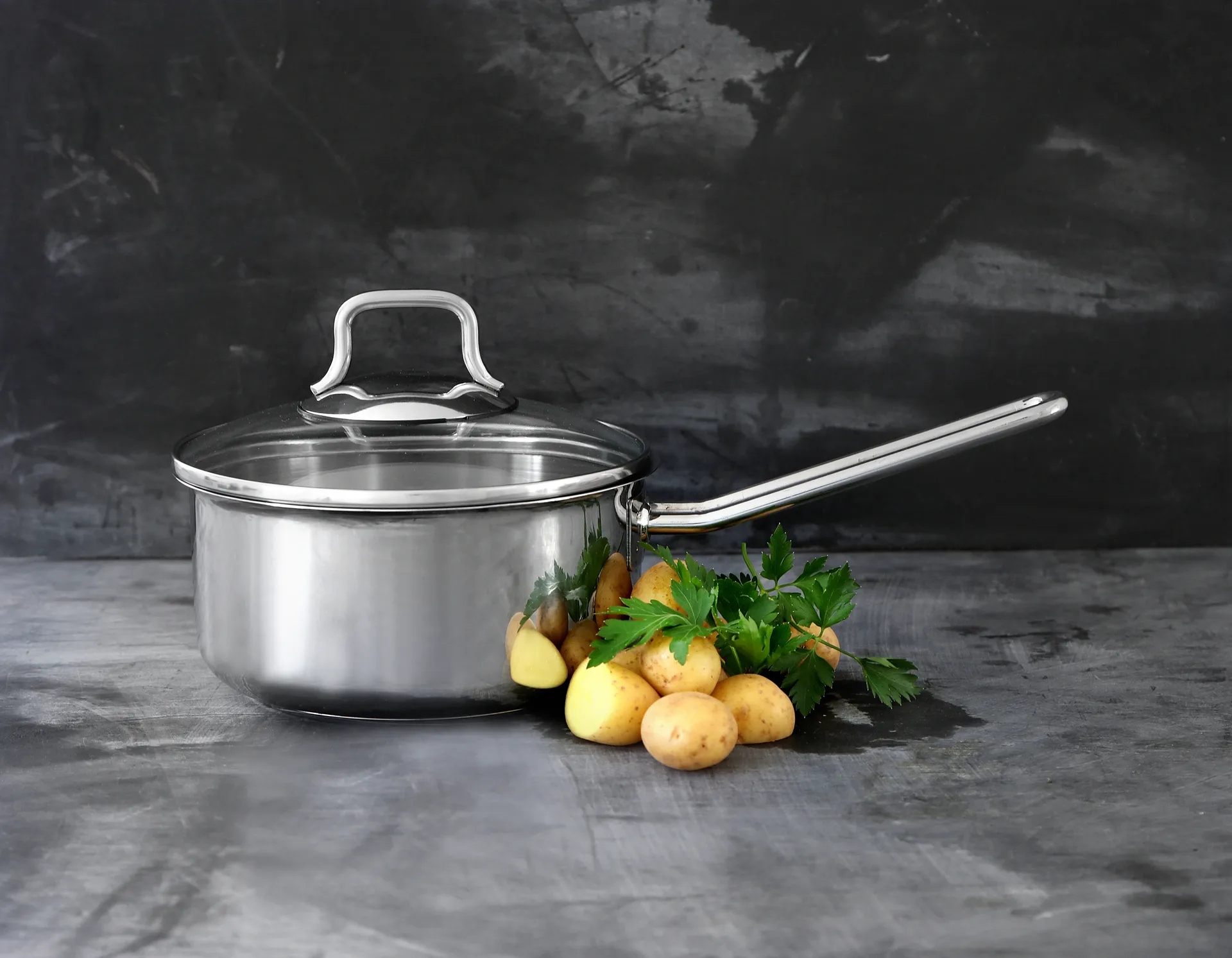 Juego de cazuela y olla con tapa de cristal Fiskars 3 piezas, Acero inoxidable Fiskars