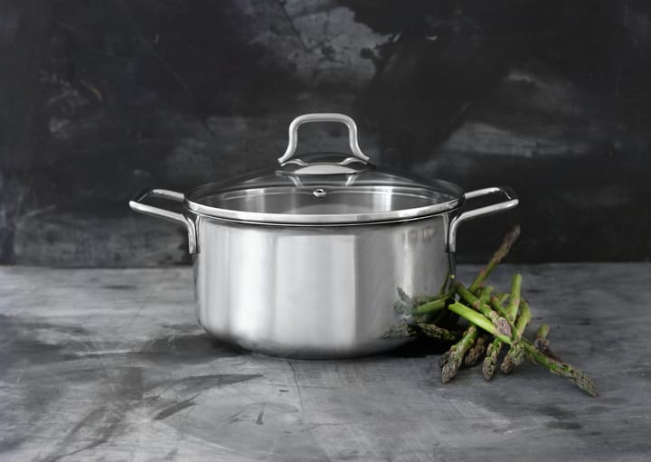 Juego de cazuela y olla con tapa de cristal Fiskars 3 piezas, Acero inoxidable Fiskars