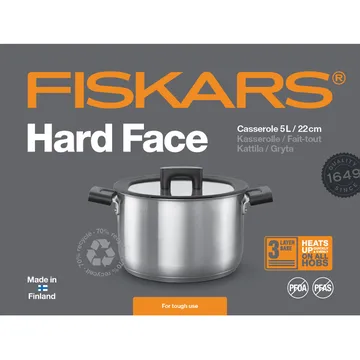 Olla Hard Face Steel con tapa - 5 L - Fiskars