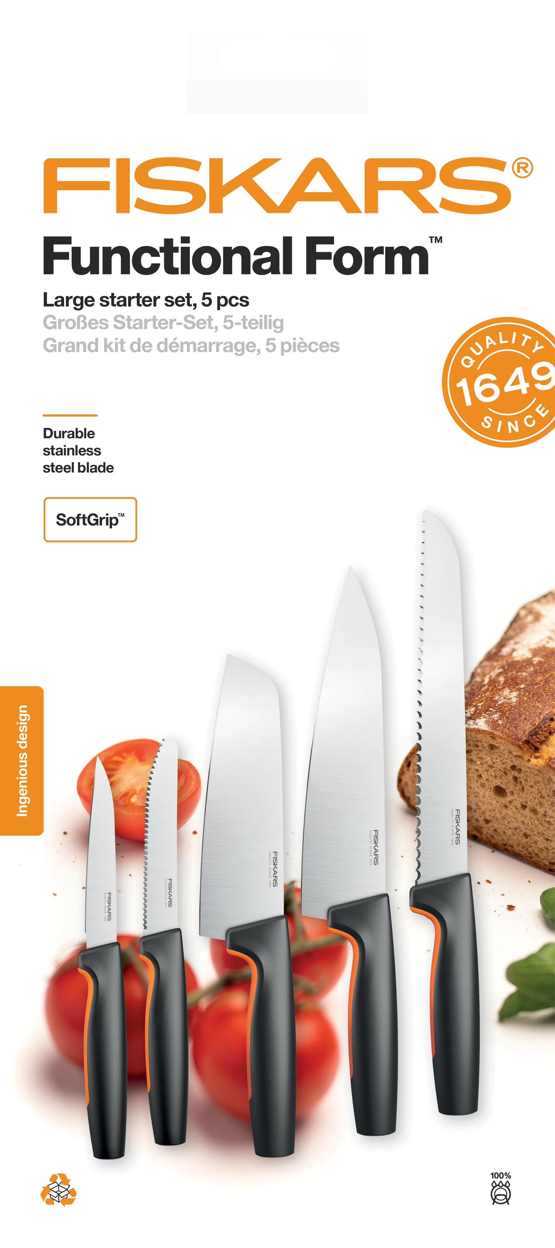 Set de cuchillos grandes Functional Form, 5 piezas Fiskars