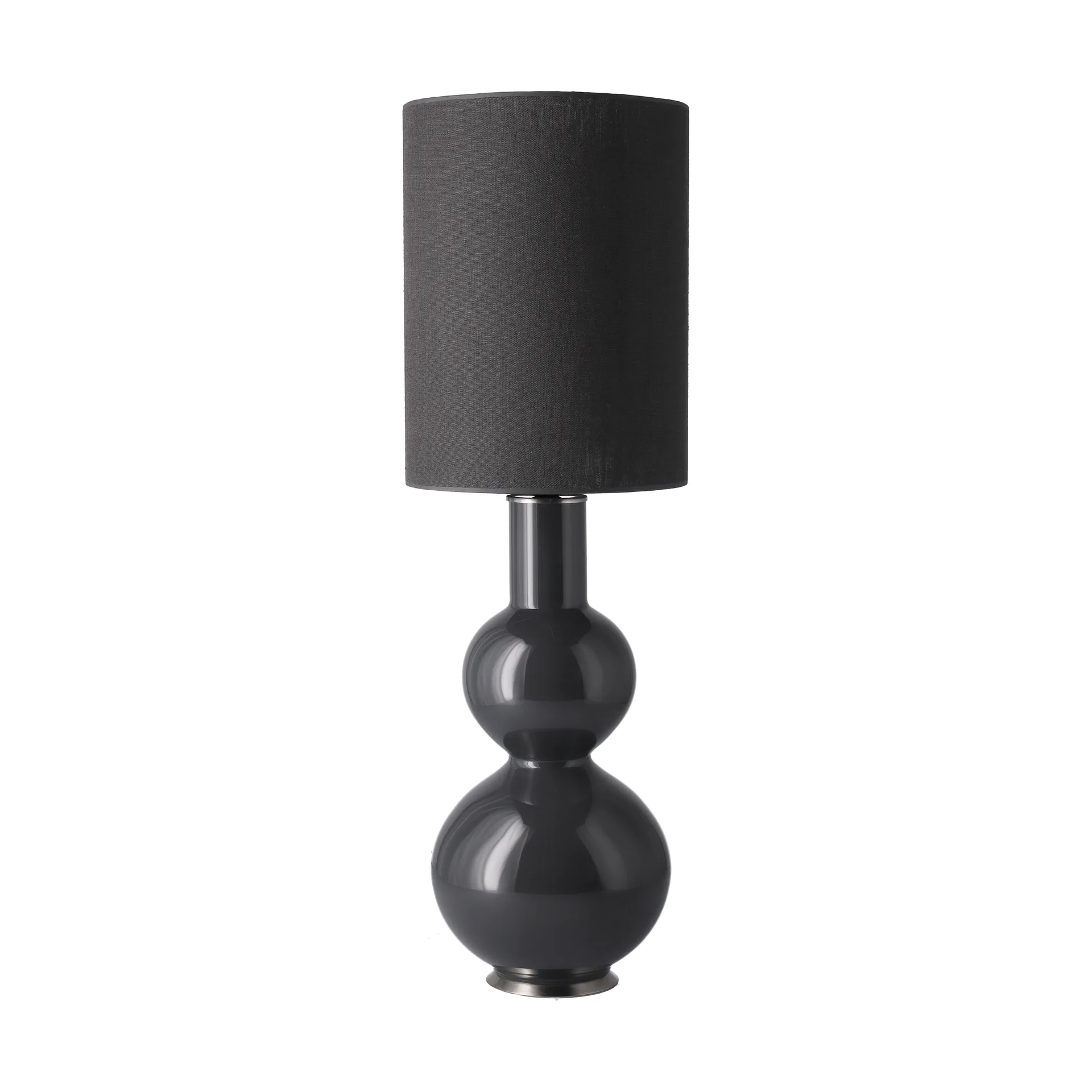 Lámpara de mesa Augusta base de lámpara gris, Lino Negro L Flavia Lamps