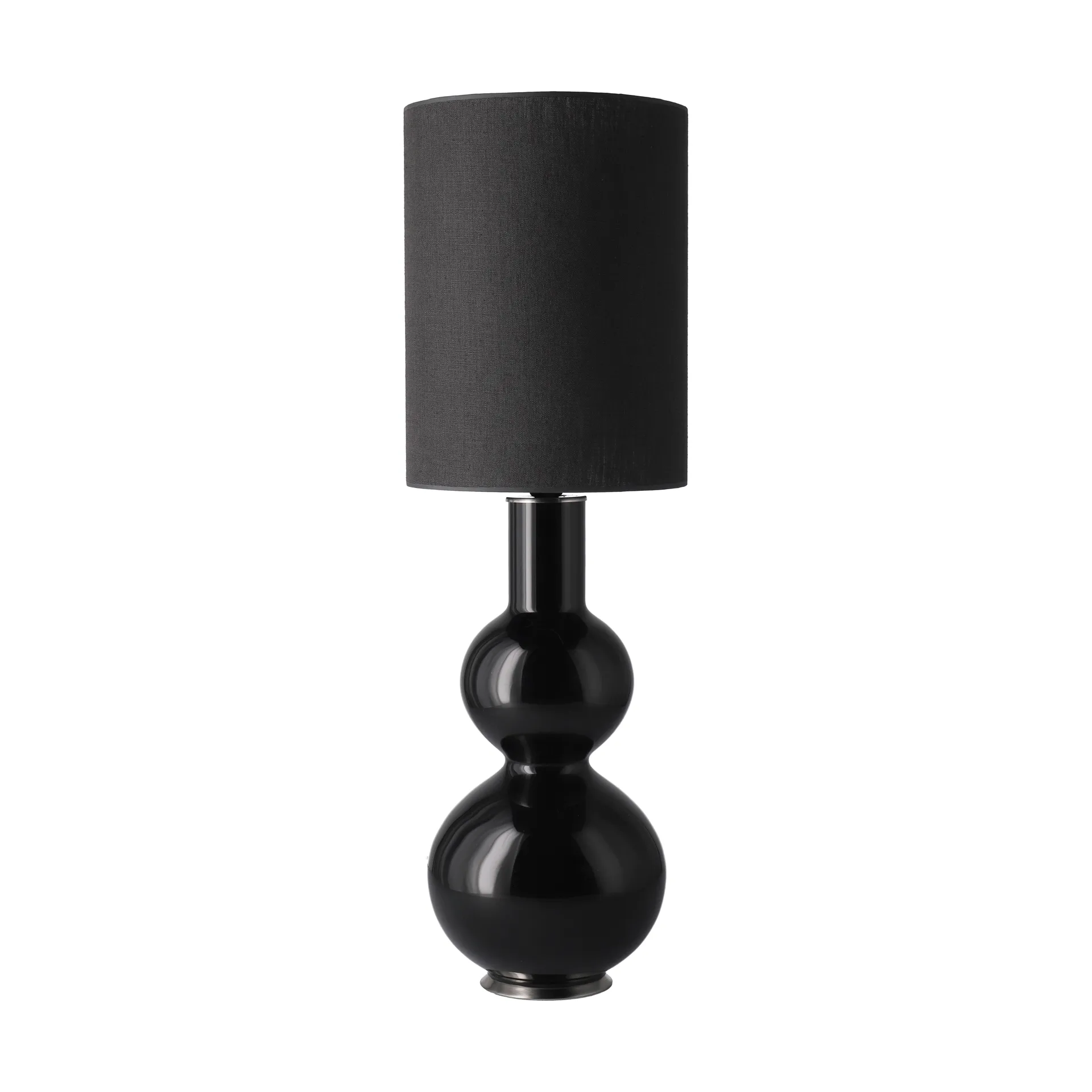 Lámpara de mesa Augusta base de lámpara negra, Lino Negro L Flavia Lamps