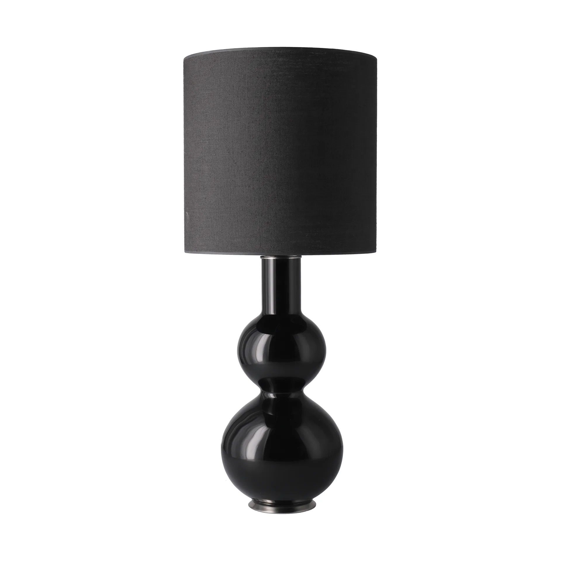 Lámpara de mesa Augusta base de lámpara negra, Lino Negro M Flavia Lamps