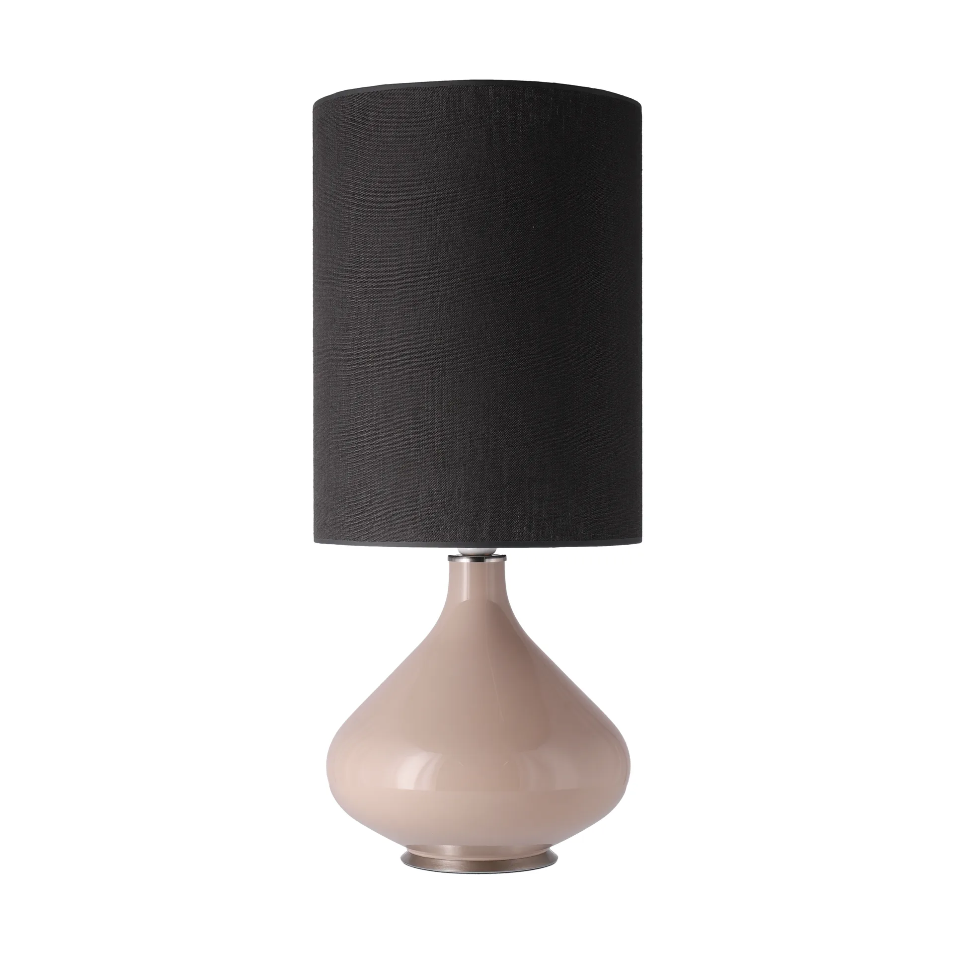 Lámpara de mesa Flavia base de lámpara beige, Lino Negro L Flavia Lamps
