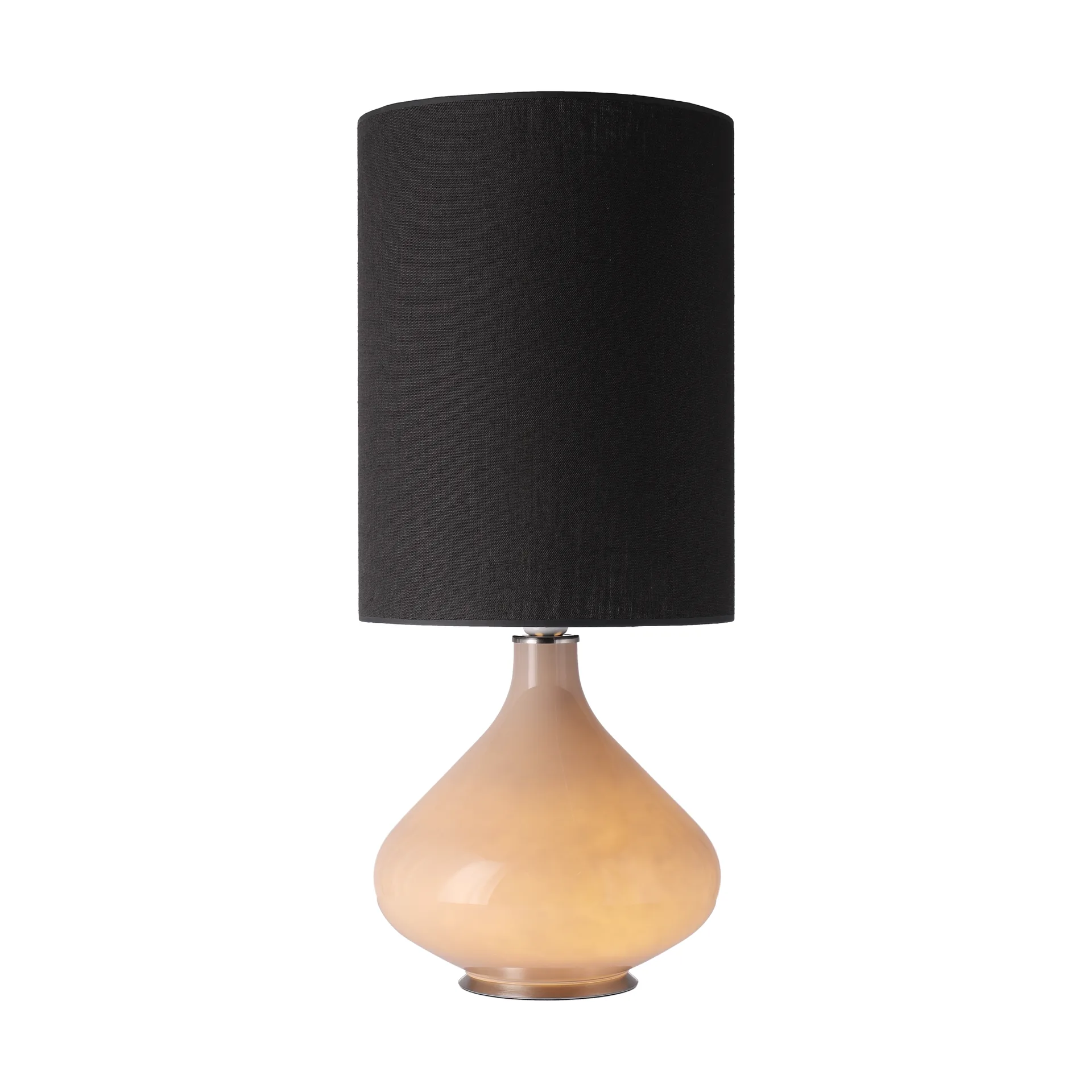 Lámpara de mesa Flavia base de lámpara beige, Lino Negro L Flavia Lamps